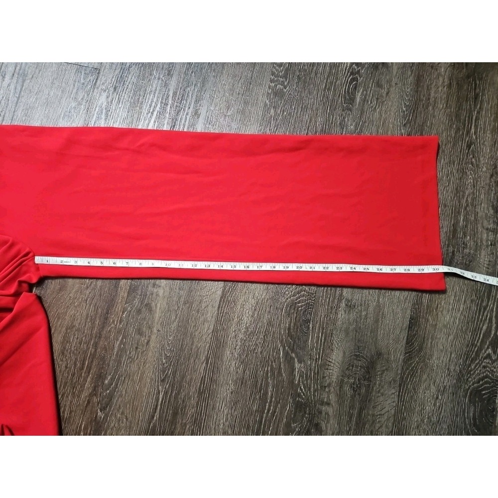 Badgley Mischka Belle Mia Red Rushed Crossover Neckline Wide-leg Jumpsuit Size 2 - Picture 7 of 14